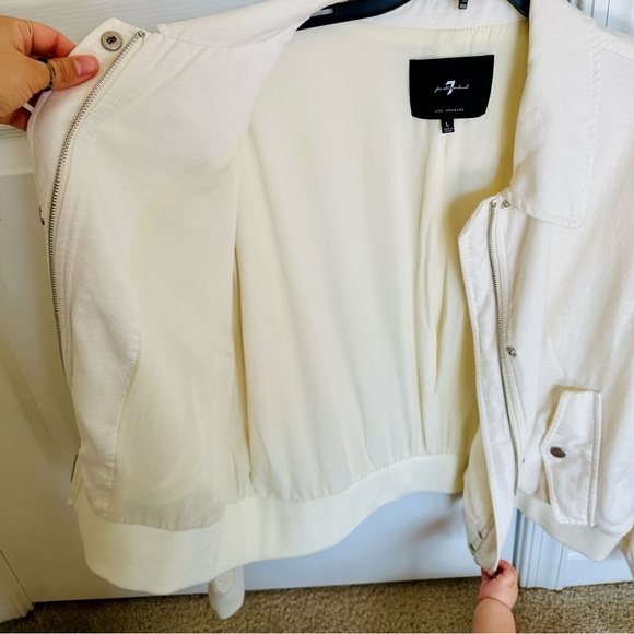 7 For All Mankind Cream Eyelet Bomber Jacket - Picture 8 of 9